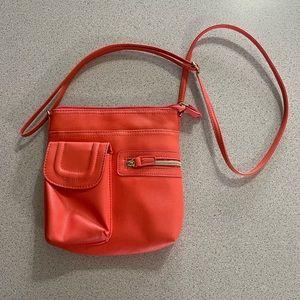 Orange Faux Leather Crossbody Side Bag